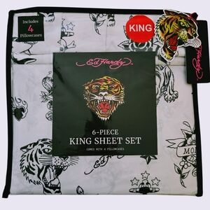 🐅 Ed Hardy 6 Piece King Size Sheet Set NWT
